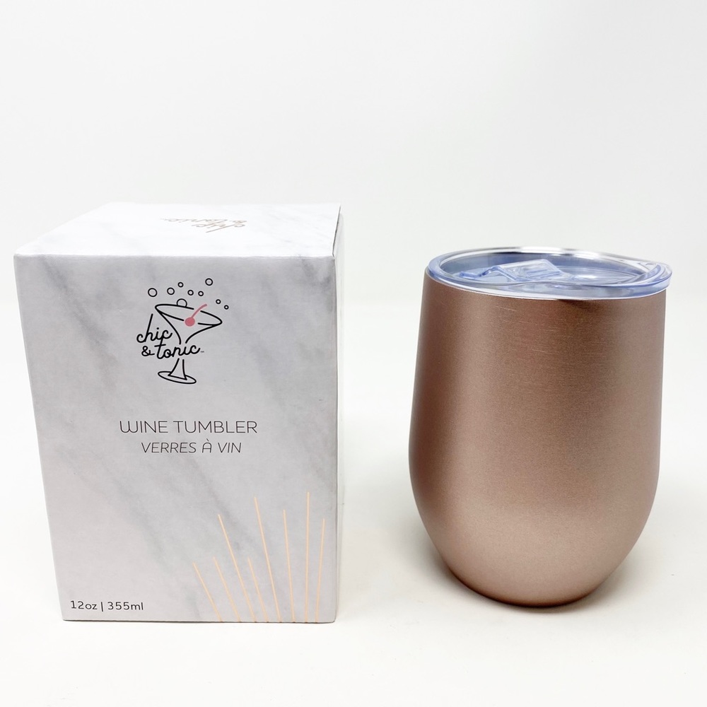 Chic & Tonic Rose Gold 12 oz. Wine Tumbler with Lid